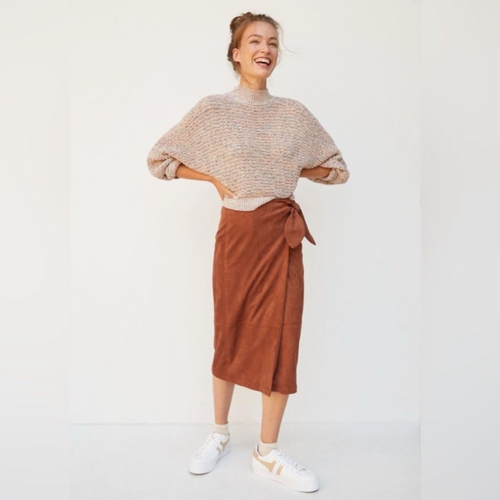 Anthropologie Brown Faux Suede Pencil Skirt - XS